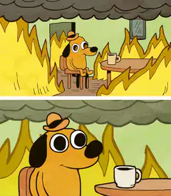 This is Fine dog in burning room