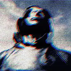 hooded figure glitch effect