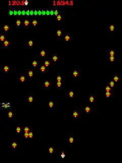 Galaga gameplay with zigzag path