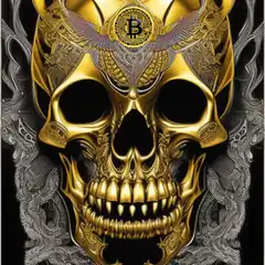 Golden Bitcoin Skull