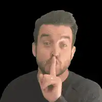 Man puts finger to lips then to camera