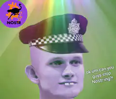 Nostr Police Officer Rainbow Background