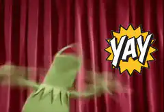 green puppet dancing yay