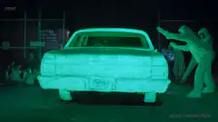Giant Monster Carving Flashing Lights