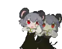 three gumi pixel art characters