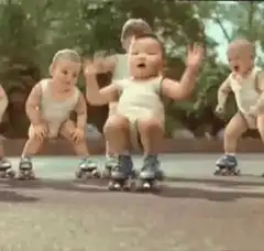 babies roller skating