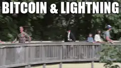Man running from a cowboy on a bridge