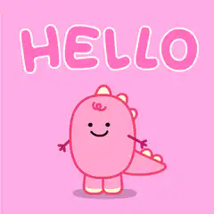 Pink dinosaur saying hello