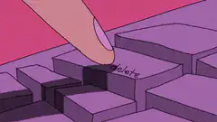 Finger pressing delete key
