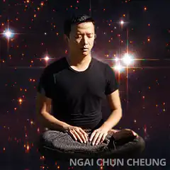 Man meditating in space