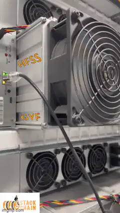 Bitcoin mining rig with blinking lights