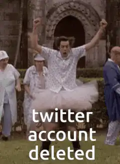 man in tutu celebrating twitter account deleted