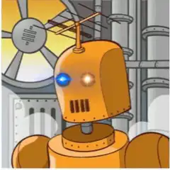 Orange Robot with Glowing Eyes