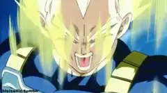 Vegeta screaming in Super Saiyan form