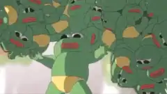 Frog army falling into hourglass