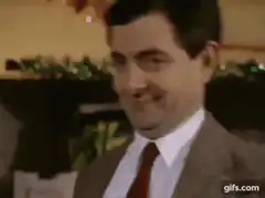Mr. Bean makes a funny face