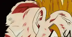 Gohan screams and powers up