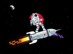 astronaut riding rocket in space