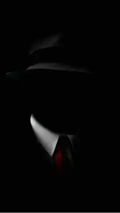 Shadowman with glowing eyes and lightning