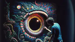 Man painting a giant monster eye