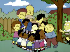 Simpsons kids group hug