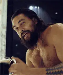 Jason Momoa drinking beer