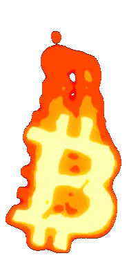 Bitcoin symbol on fire