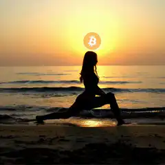 woman yoga sunset bitcoin
