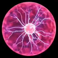 Pink plasma ball with lightning