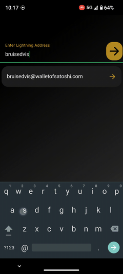 Wallet of Satoshi payment screen
